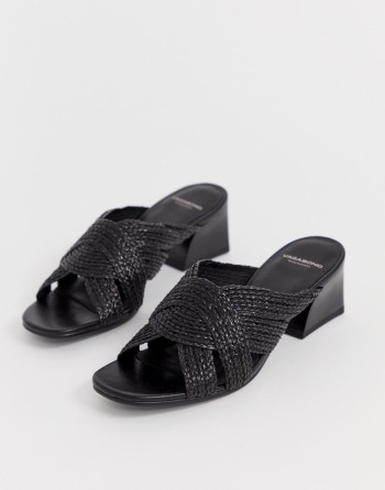 Vagabond Bella Woven Heeled Mules Crne - Ženske Cipele | 07892UKQG